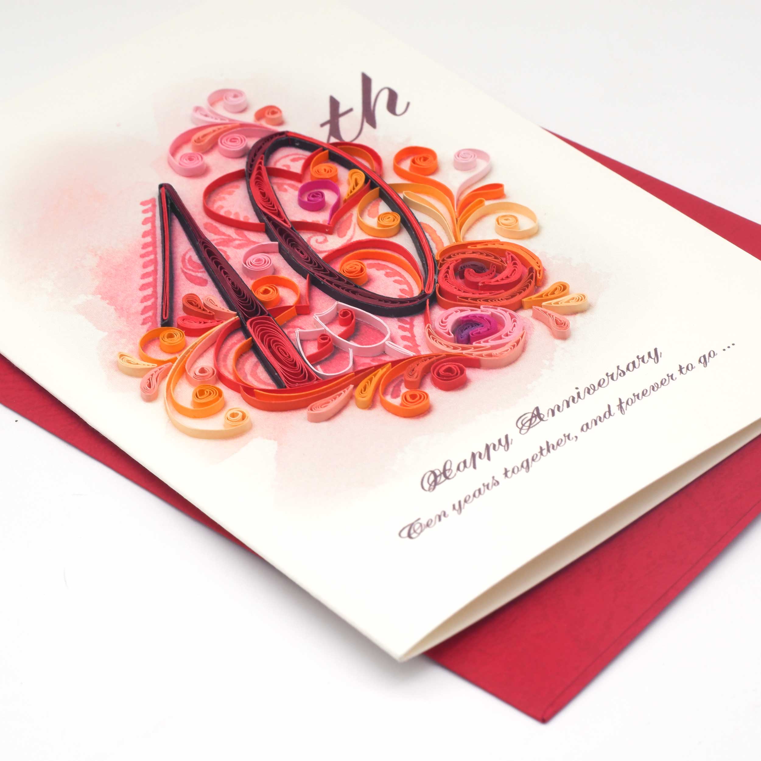QUILLING 10TH ANNIVERSARY GREETING CARD