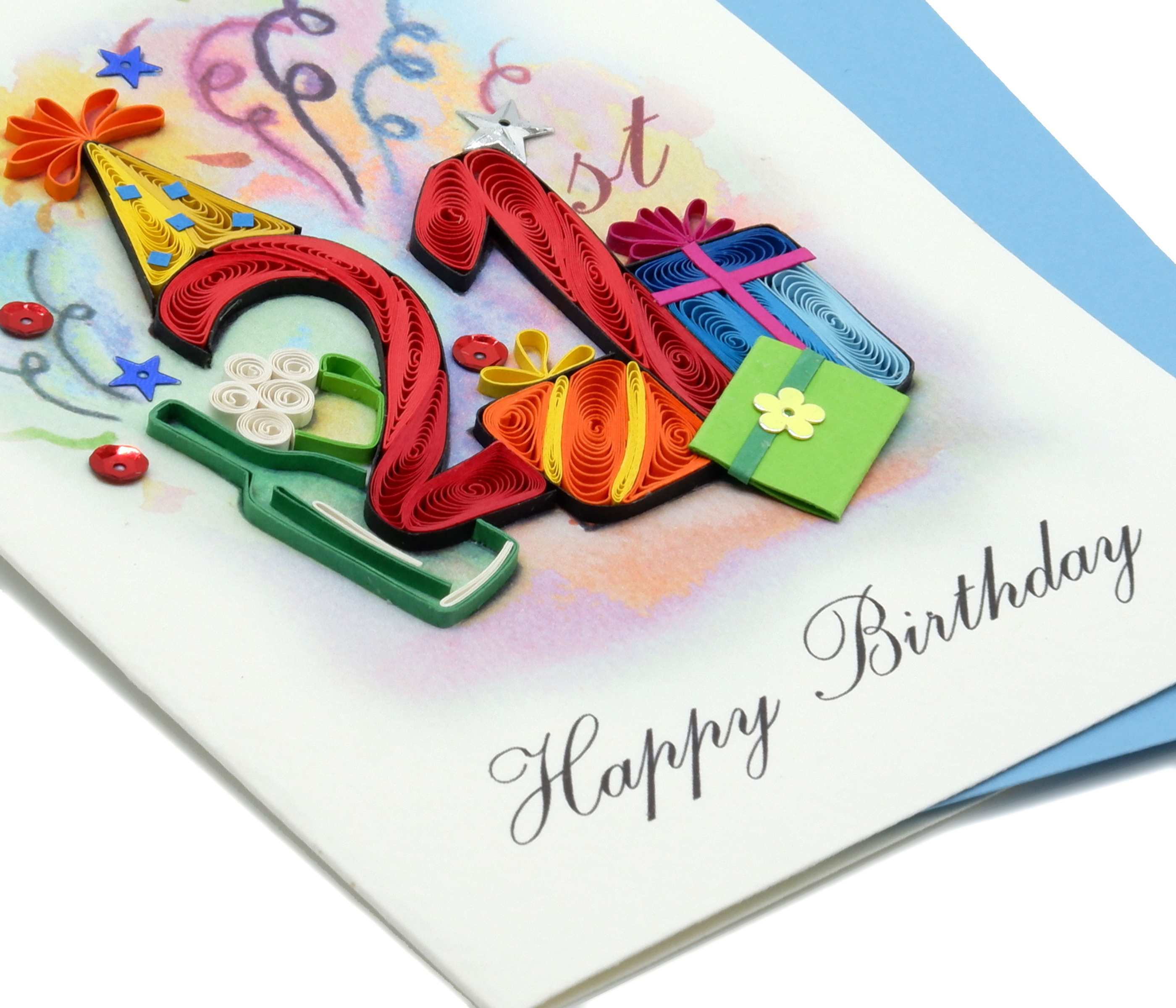 QUILLING 21ST BIRTHDAY GREETING CARD