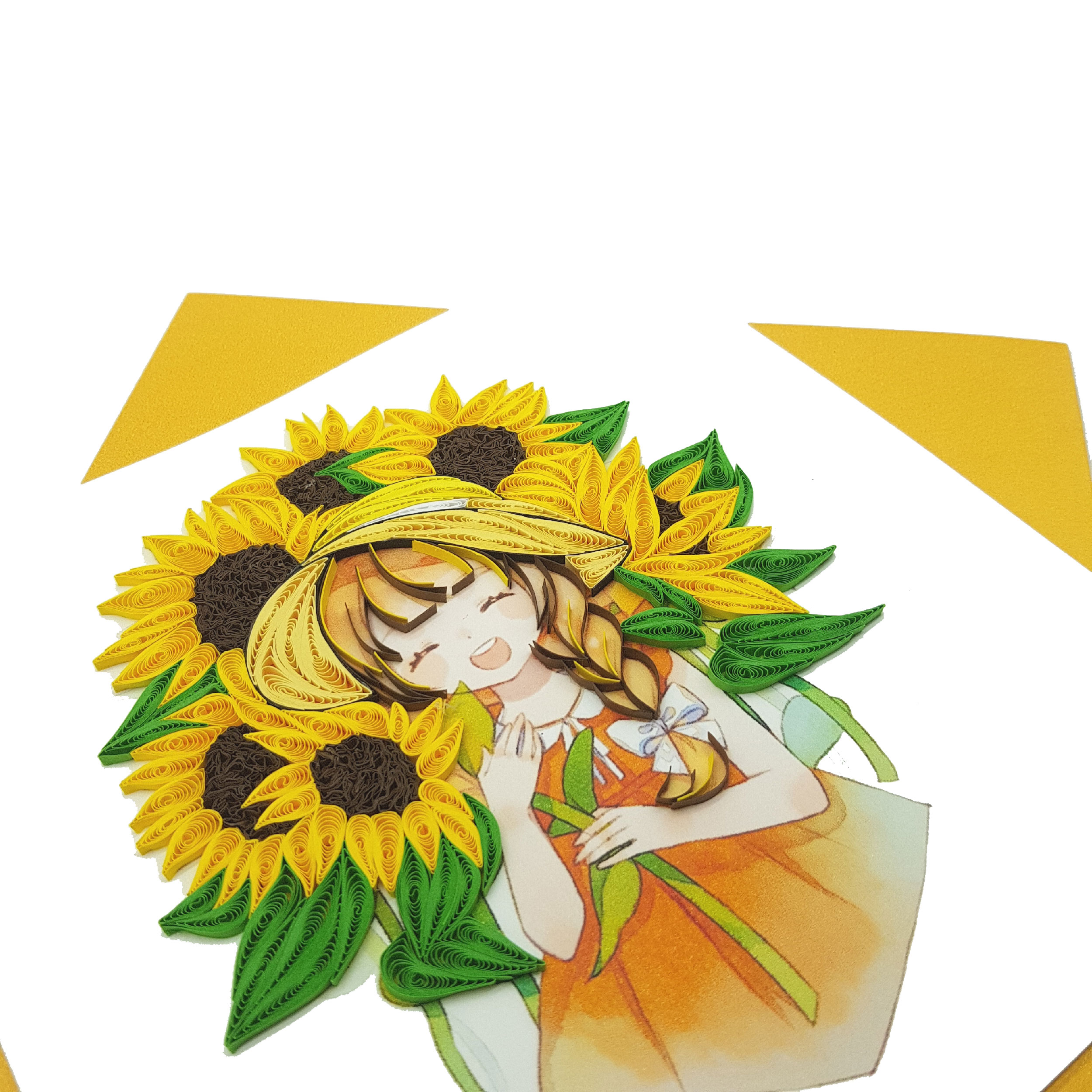 QUILLING SUNFLOWER GIRL BIRTHDAY GREETING CARD