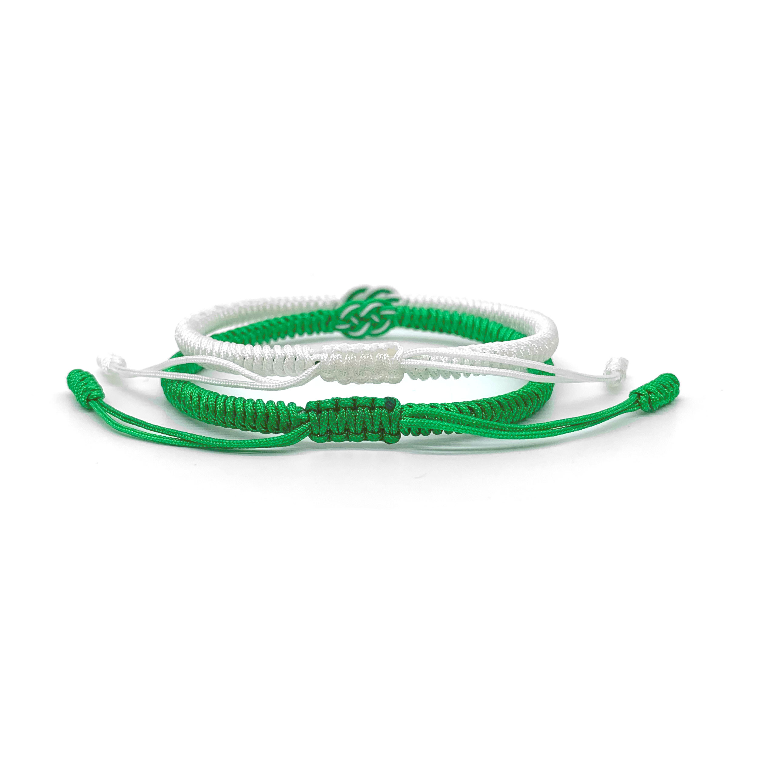 COUPLE MATCHING GREEN AND WHITE INFINITY BRACELET